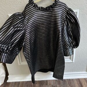 Hunter Bell Metallic Balloon Sleeve Top Small